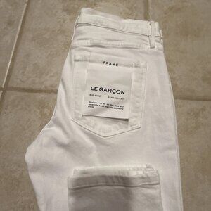 Frame Women’s 27 White La Garçon Jeans Mid-Rise Straight Fit